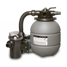 Hayward VL Series Filter system with a round filter tank connected to a small pump by curved plumbing.